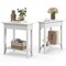 2-tier Wedge Narrow End Table With Storage Shelf And Solid Wood Legs